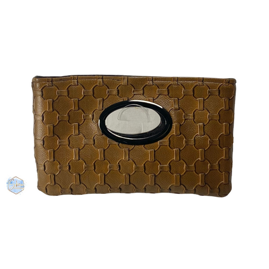 Brown Faux Leather Clutch